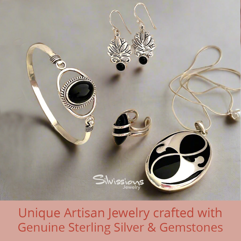 Black Onyx Gemstone Jewelry handcrafted in Sterling Silver