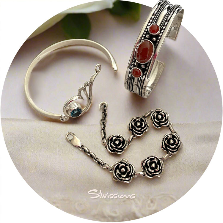 Sterling Silver and Gemstone Bracelets handcrafted for Women.