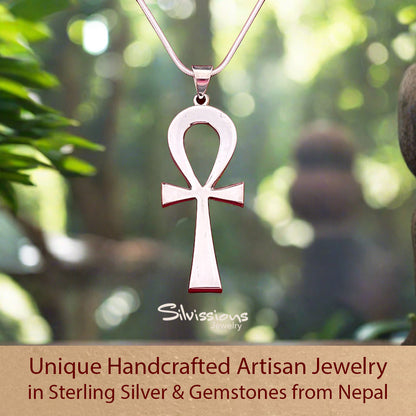 Ankh Necklace Pendant Handcrafted in Sterling Silver