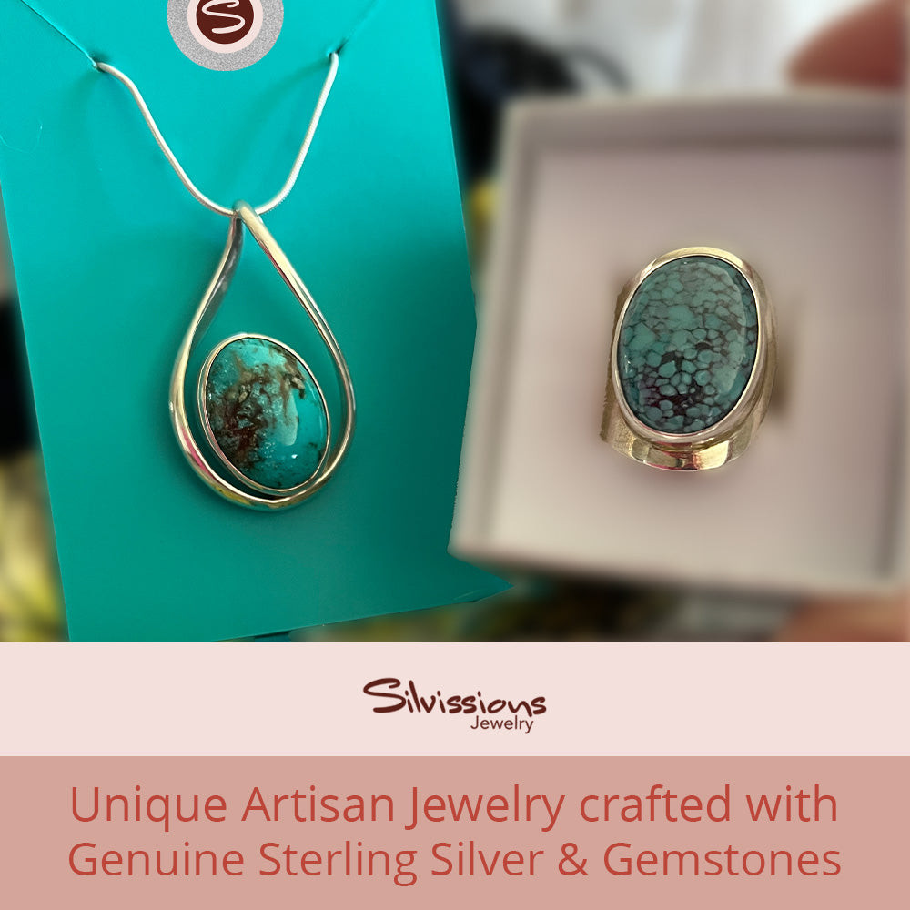 Handcrafted Turquoise Gemstone Jewelry Set in Sterling Silver