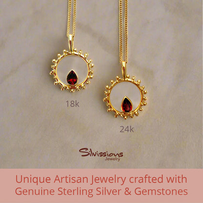 gold-plated-necklace-pendant-red-garnet-18k-24k-silvissions-jewelry.com