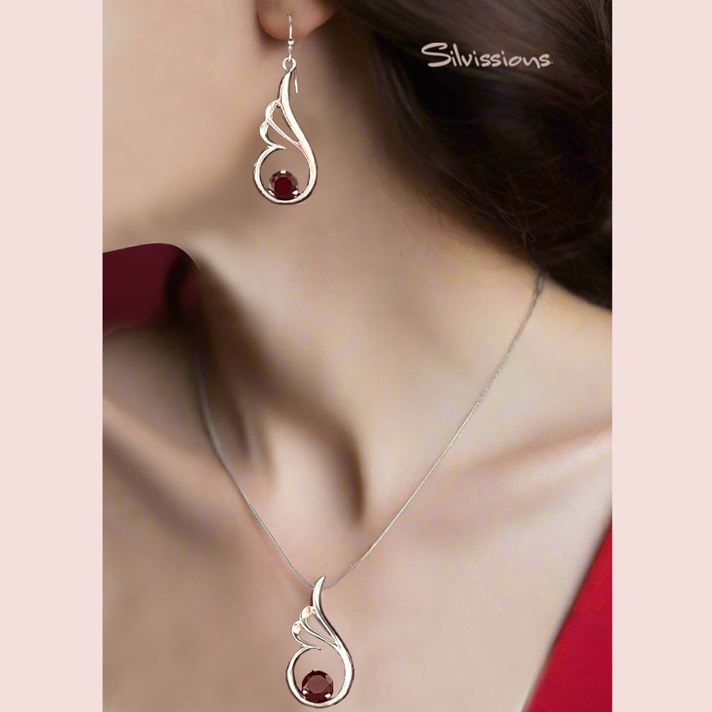 january-birthstone-necklace-and-earring-set-in-sterling-silver-red-garnet-gemstone-eternally-elegant-silvissions-jewelry.com