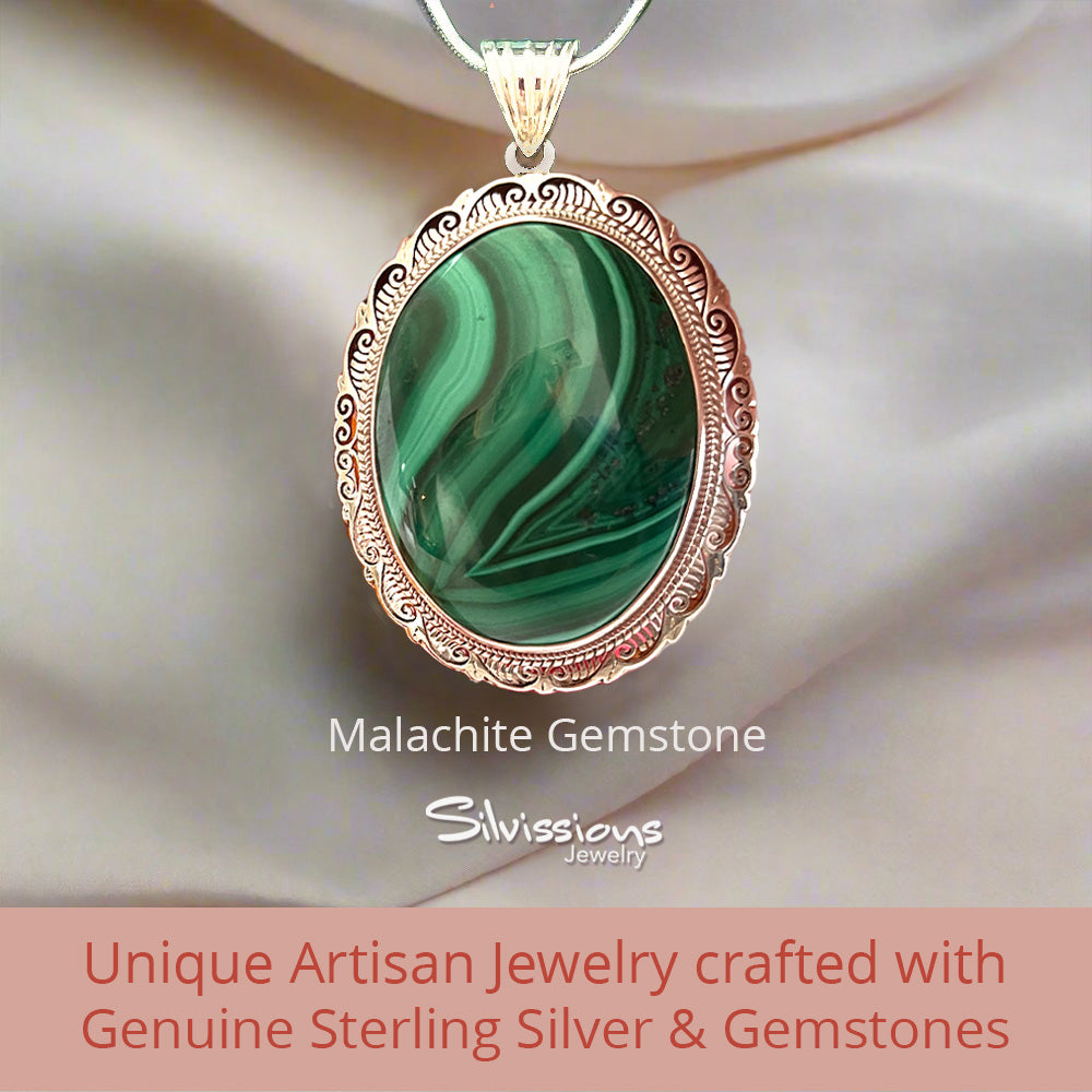 malachite-gemstone-necklace-pendant-sterling-silver-silvissions-jewelry.com