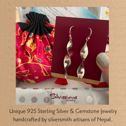 Silver Dangle Earrings - Twisted