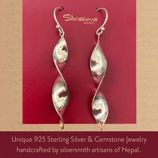 Silver Dangle Earrings - Twisted