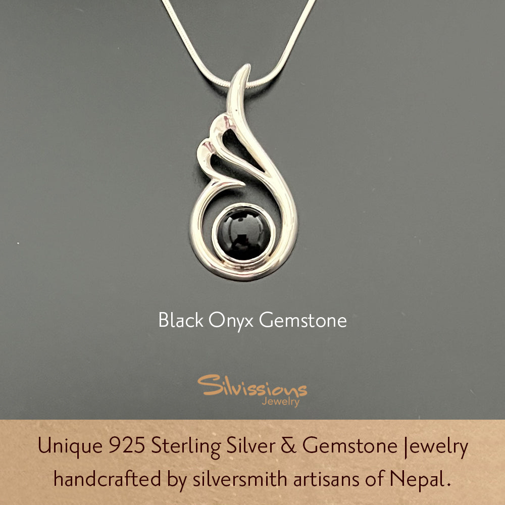 Elegant Gemstone Pendant Necklace handcrafted in Sterling Silver