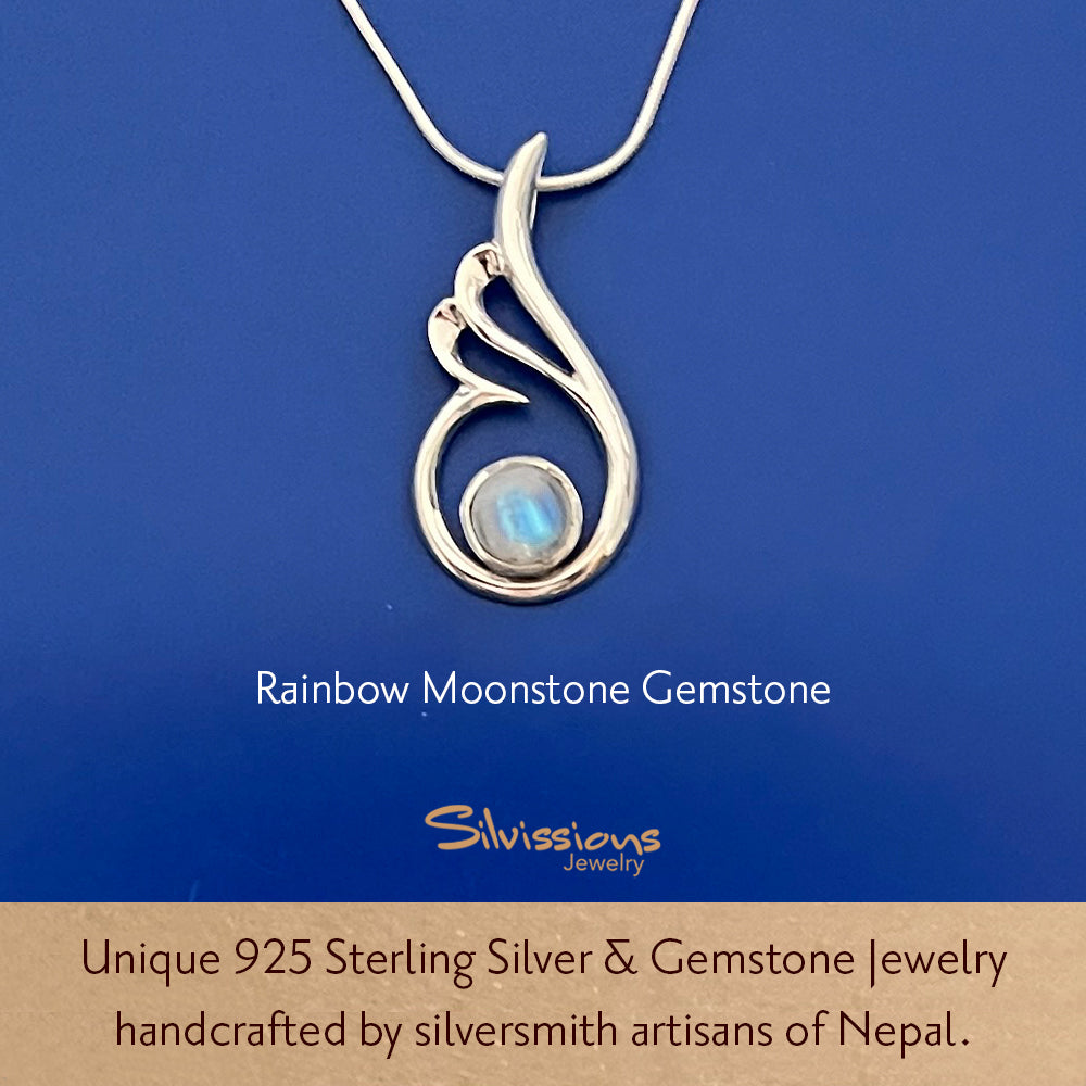 Elegant Gemstone Pendant Necklace handcrafted in Sterling Silver