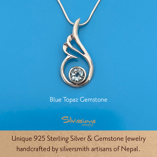 Handcrafted Gemstone Pendant Necklace in Sterling Silver -  Elegant Gems