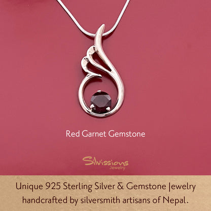 Elegant Gemstone Pendant Necklace handcrafted in Sterling Silver