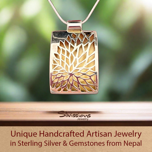 Sterling Silver Necklace handcrafted with Gold called The People's Tree