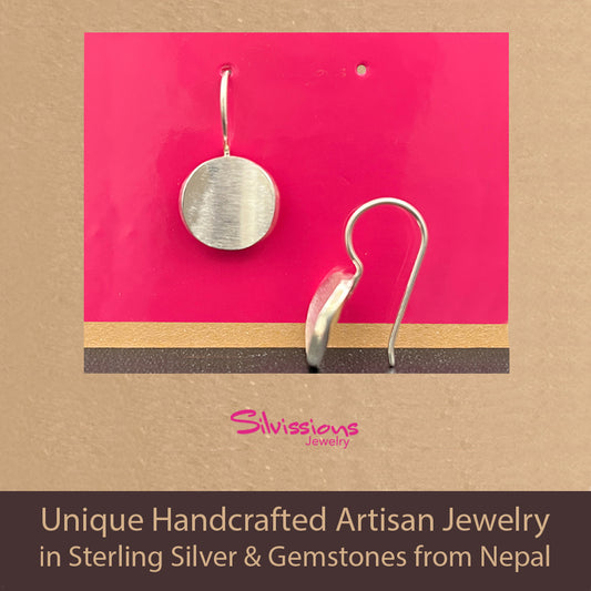 Handcrafted Sterling Silver Dangle Earrings - Matted Buttons