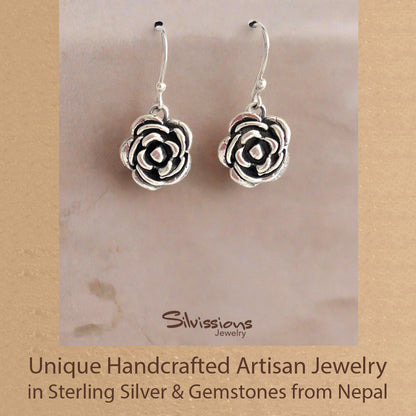 Sterling Silver Dangle Earrings handcrafted in Roses