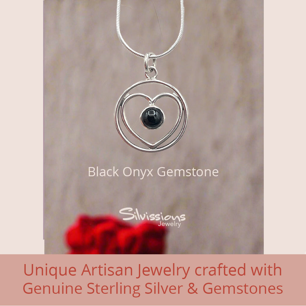 Handcrafted Gemstone Necklace Pendant in Sterling Silver called Heart with a Gem