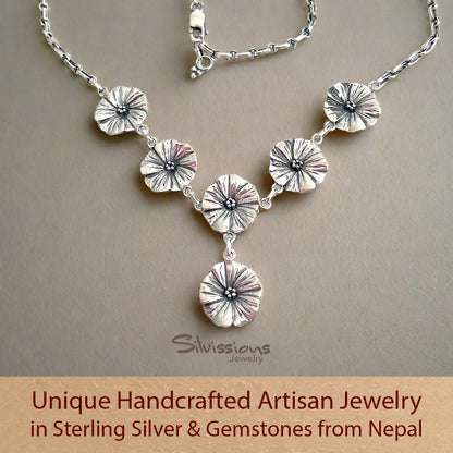 Sterling Silver Necklace handcrafted with Six Flowers