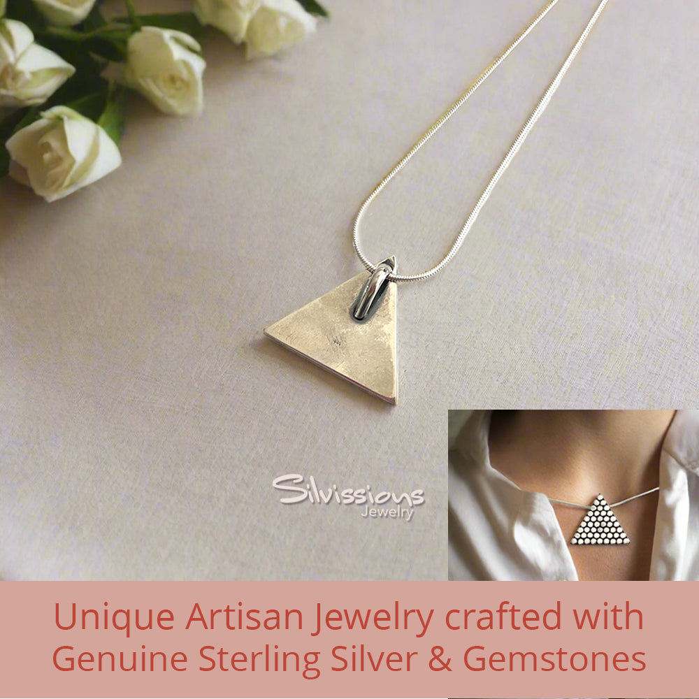 Handcrafted Necklace and Earring Set in Sterling Silver Triangles