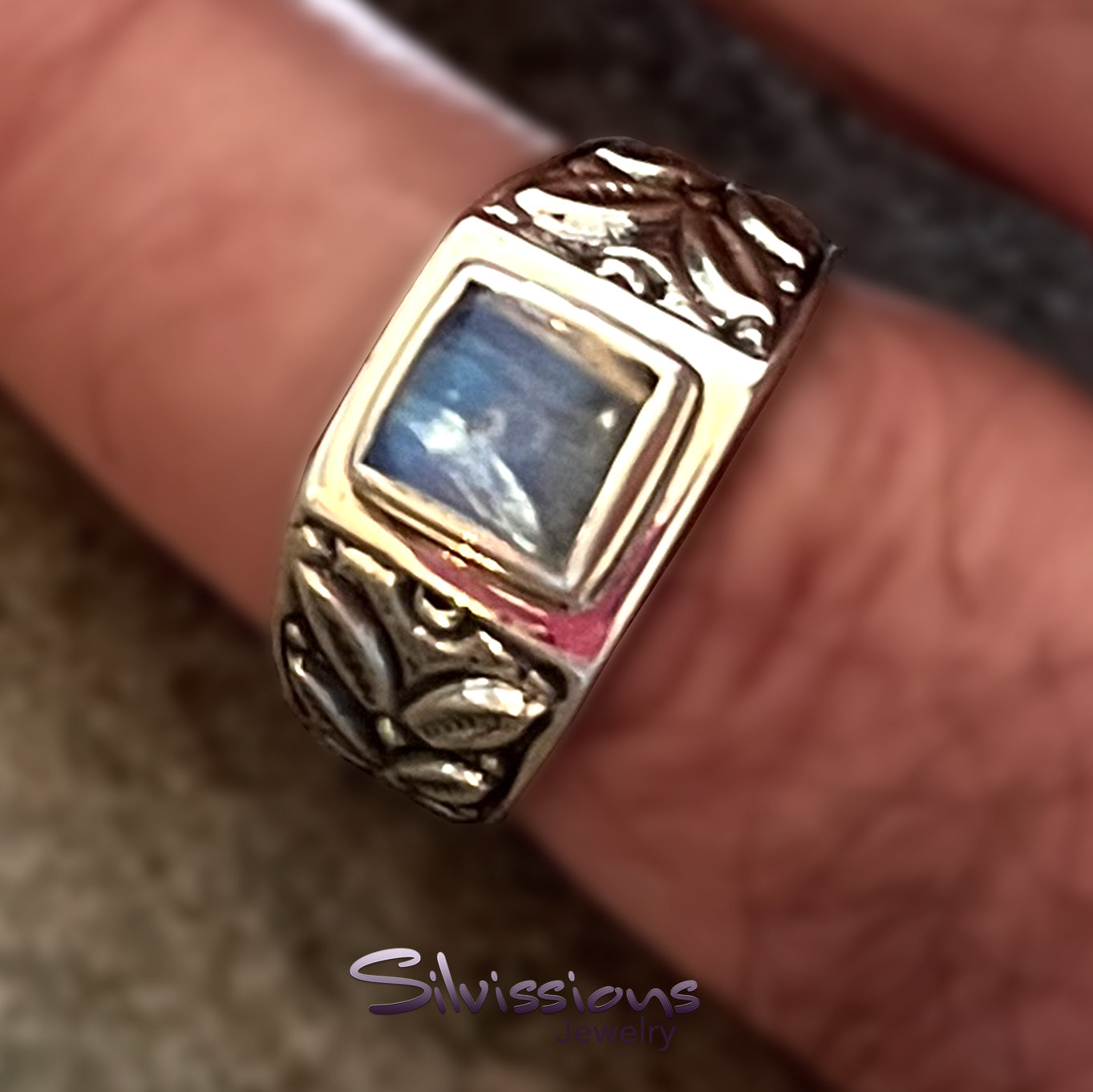 Sterling Silver Rings for Men with an Aquamarine Gemstone