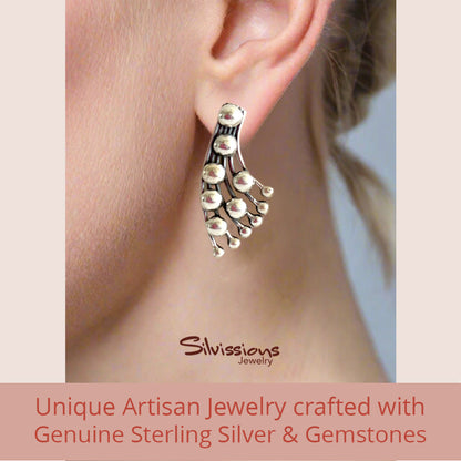 Handcrafted Earrings and Ring Set in Sterling Silver called Floating Balls